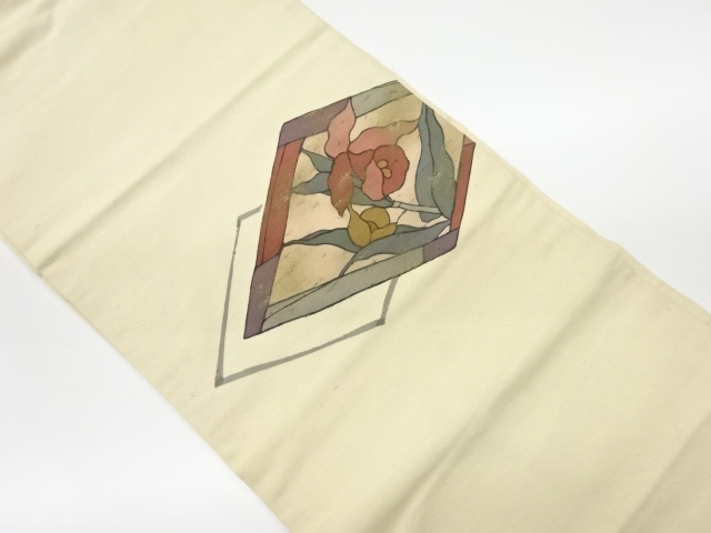 JAPANESE KIMONO / VINTAGE NAGOYA OBI / HIGE TSUMUGI / KINSAI / FLOWER & RHOMBUS